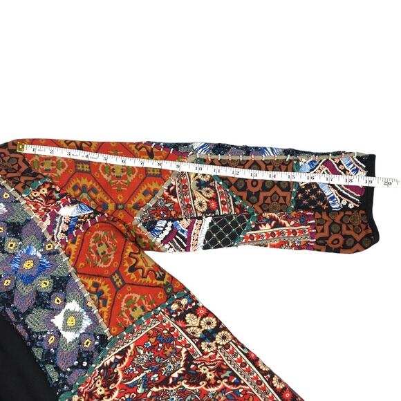 Zara Trafalulc Jacket Multi-Color Beaded Patchwork 3/4 Sleeve Cotton Women's M - Picture 8 of 14